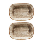 Bonna China Earth 4.75" x 3.25" x h:1" 4 oz. Rectangular Brown Porcelain Deep Plate (Set of 2)
